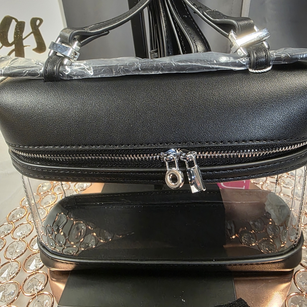KKXIU Clear Crossbody Bag Stadium Approved Detachable Strap Black